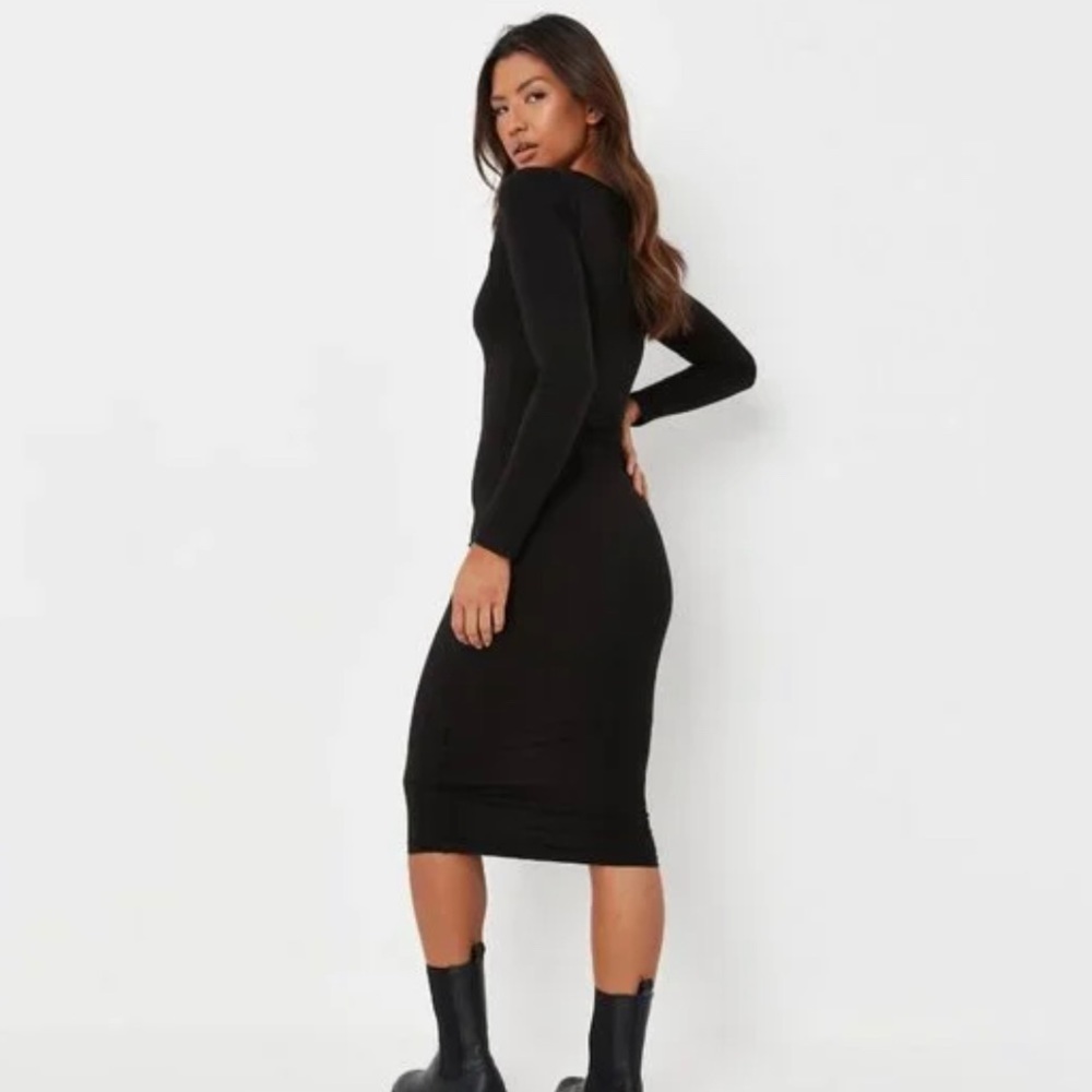 MISGUIDED BLACK MIDI DRESS